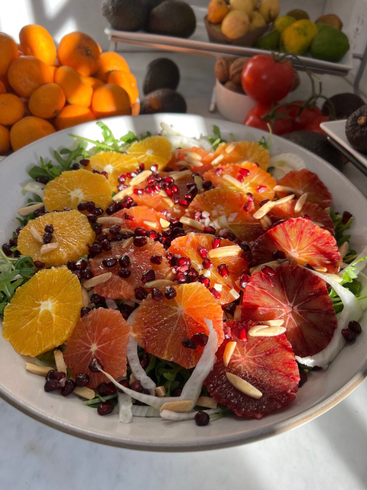 Winter Citrus Salad in a kitchen