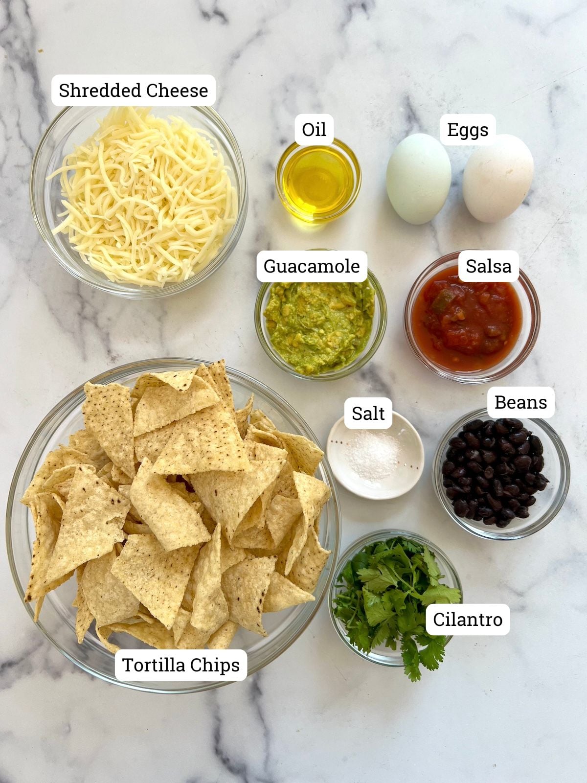 Breakfast Nachos Ingredients.