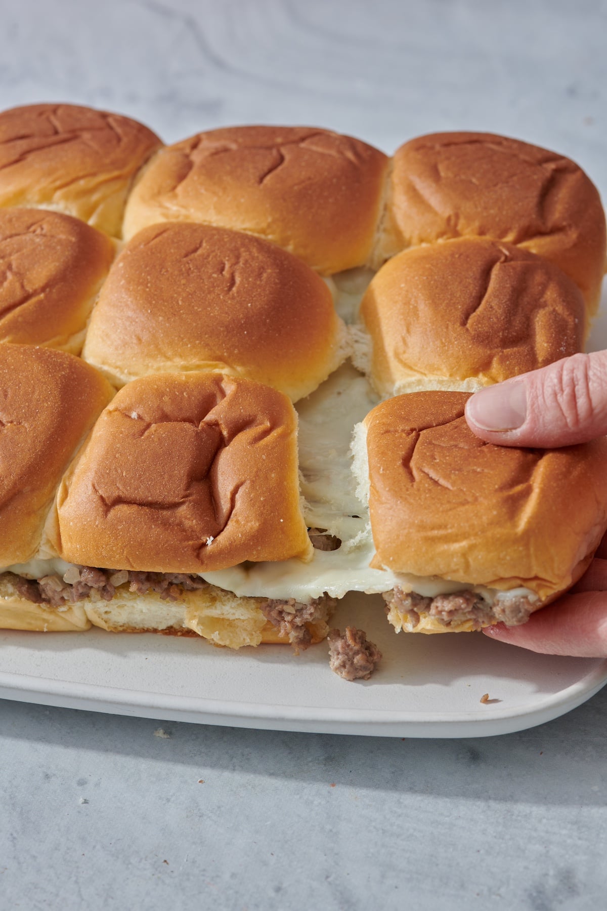 Easy Cheeseburger Sliders on a plate.