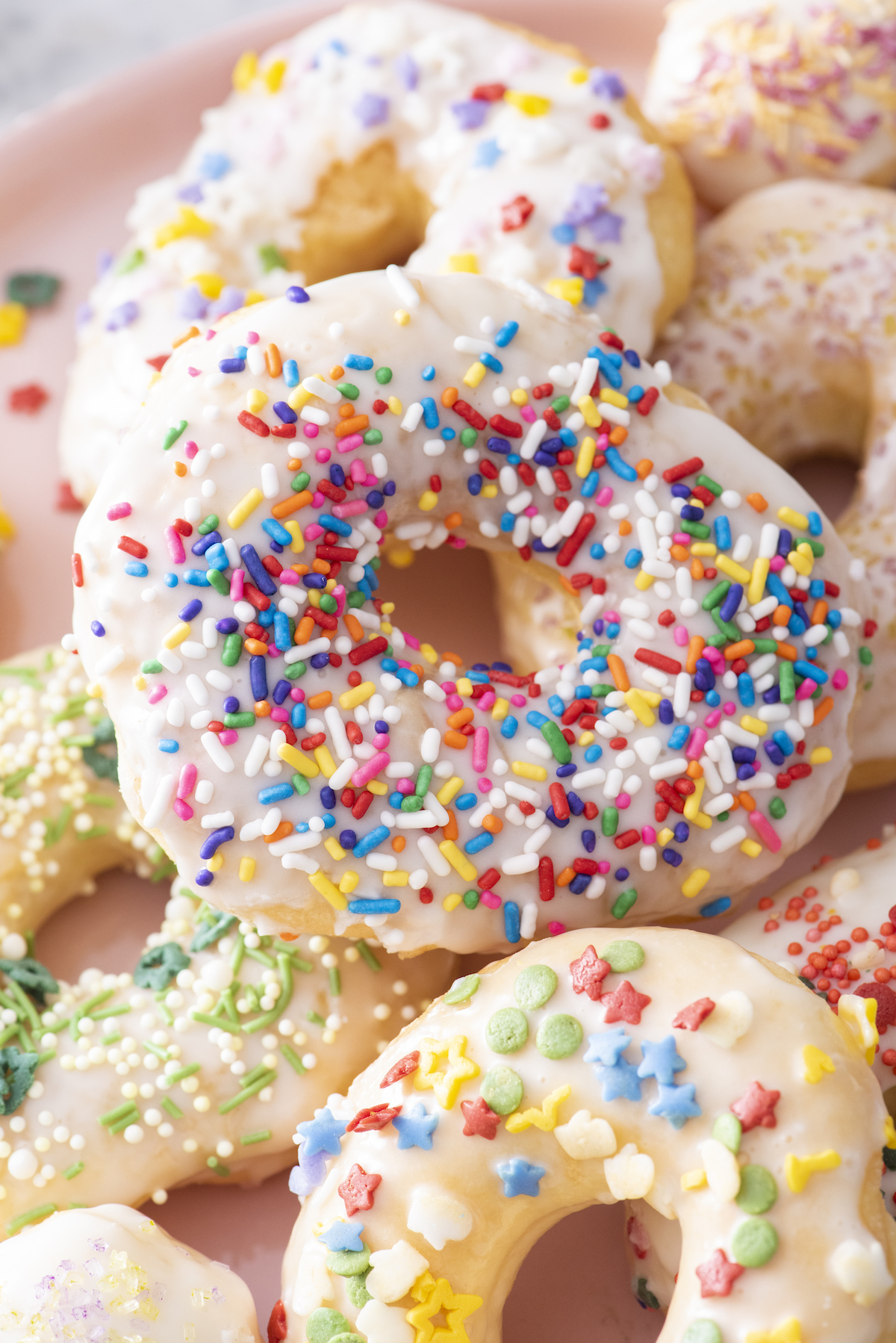 air fryer donut with rainbow sprinkles