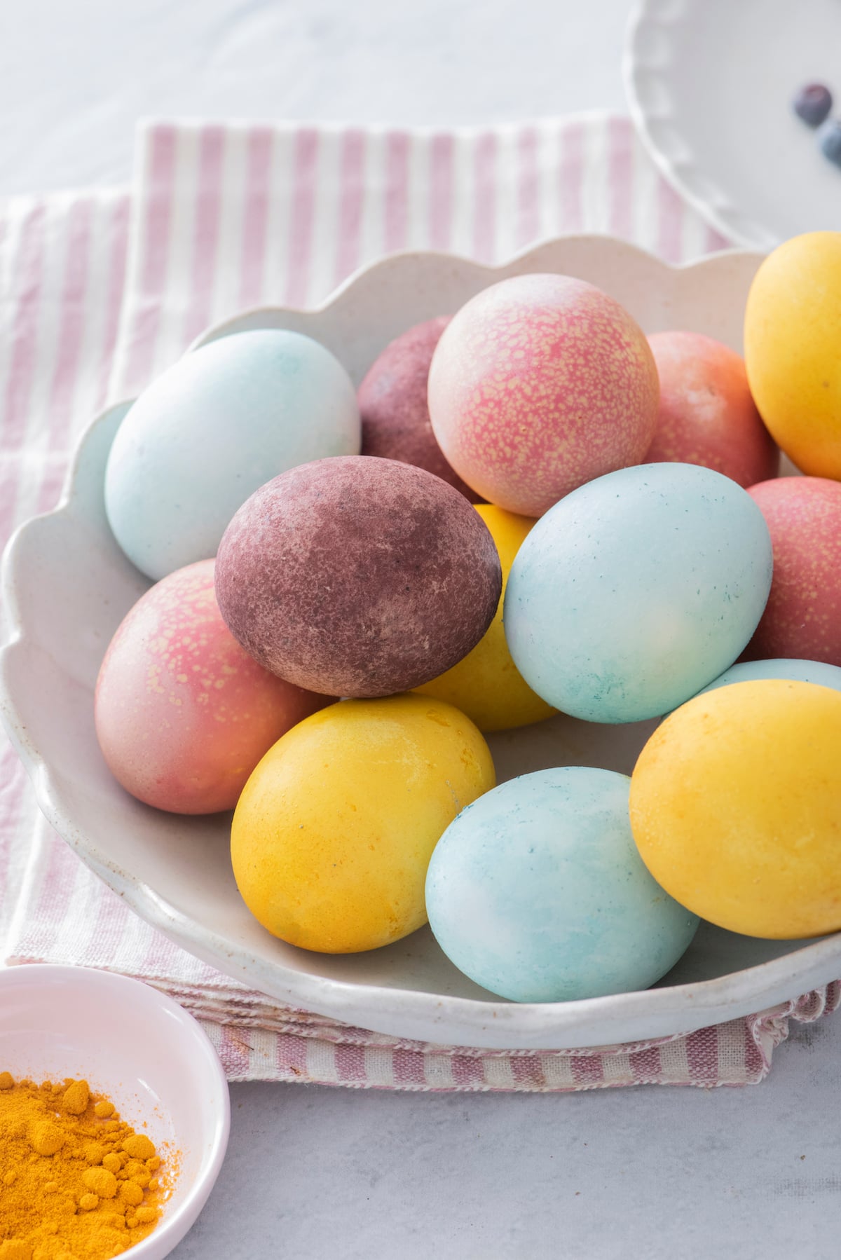 pile of dyed Easter eggs