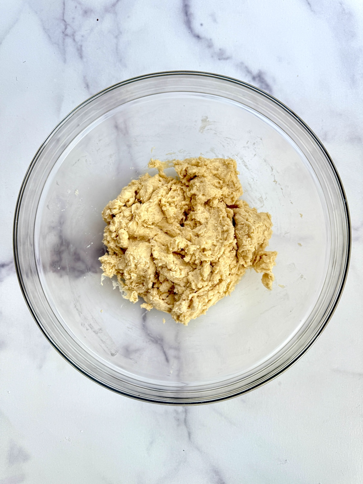 Shortcake dough in a bowl.