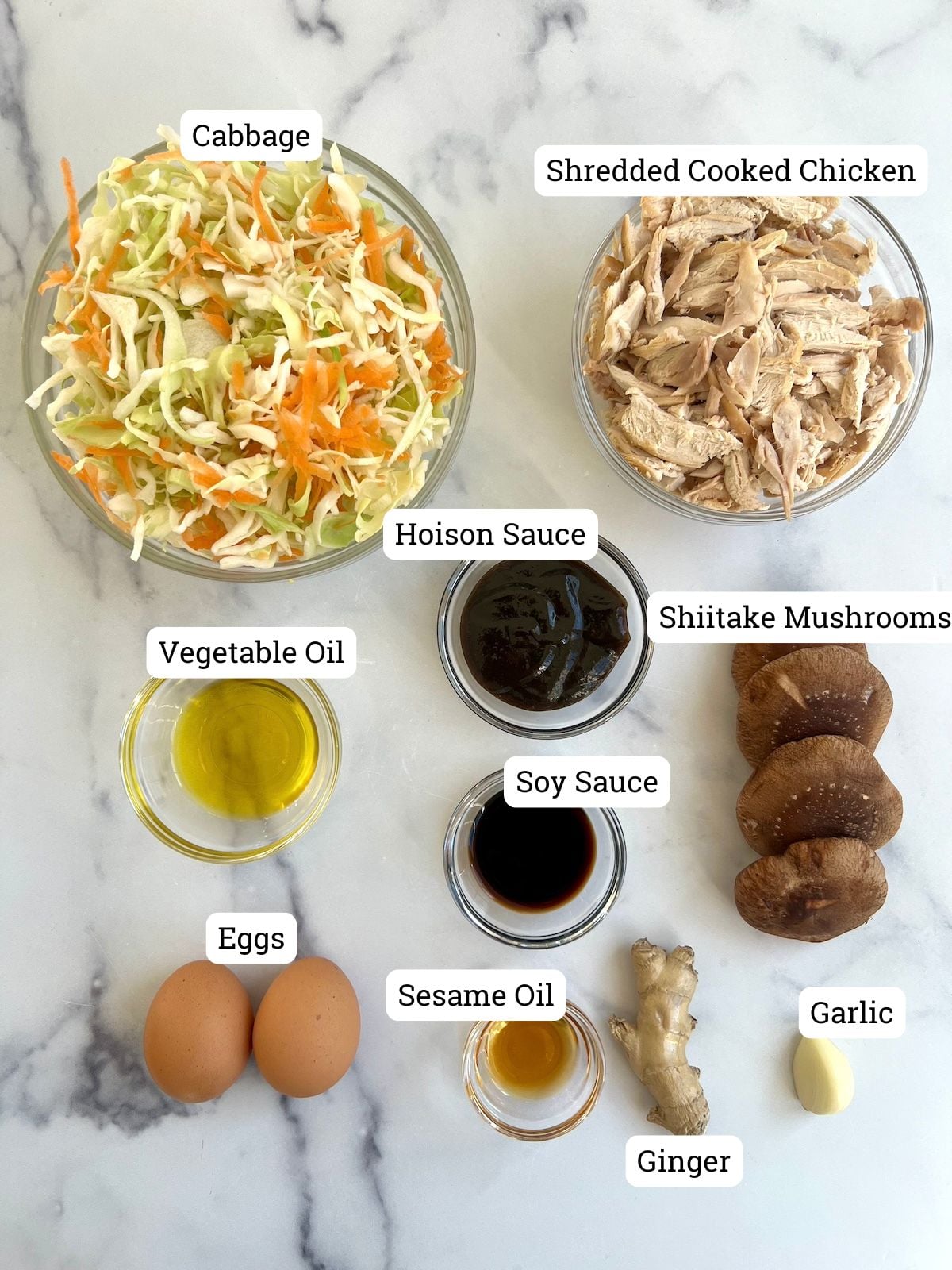 Ingredients needed for Mu Shu Chicken.