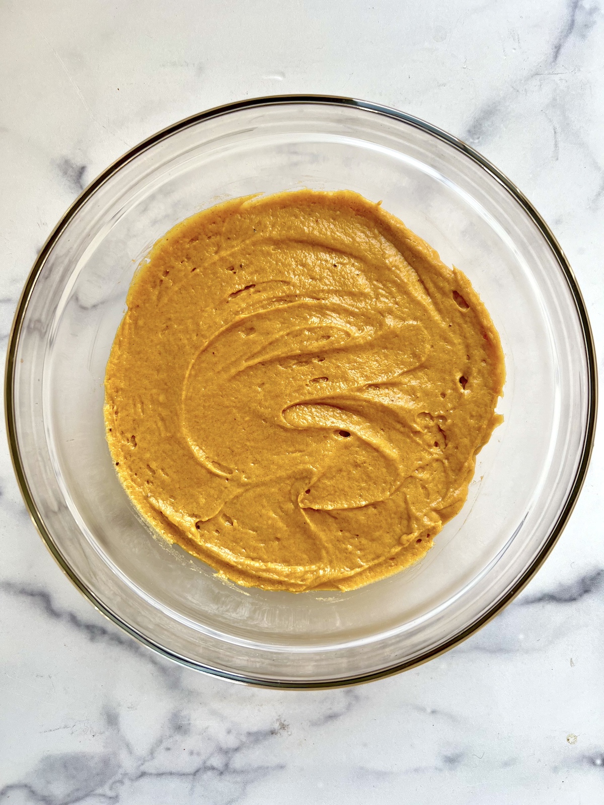 Wet and dry ingredients combined to make a batter.