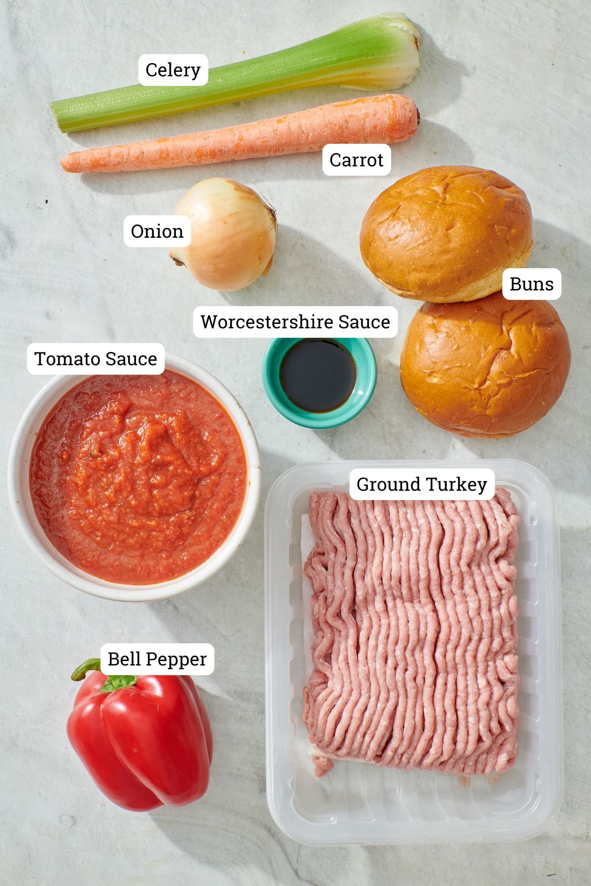 Ingredients for Turkey Sloppy Joes.