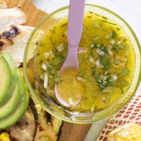 Citrus herb vinaigrette in a bowl.