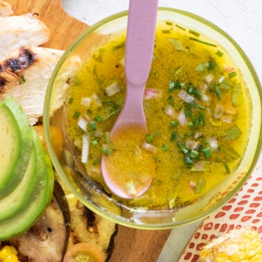 Citrus herb vinaigrette in a bowl.