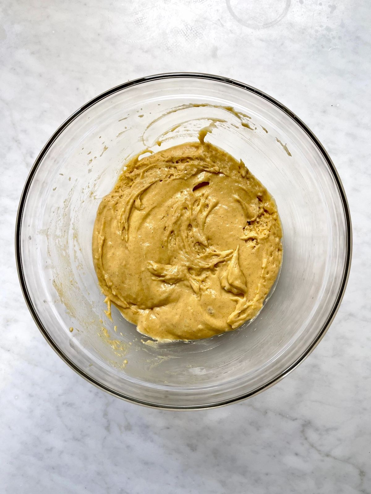 crumb cake donuts batter in mixing bowl