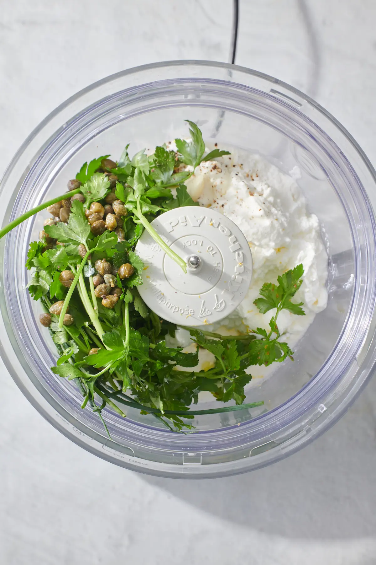 Green Goddess ingredients in food processor