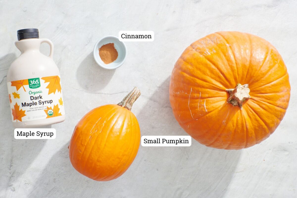 Ingredients for roasting a whole pumpkin.