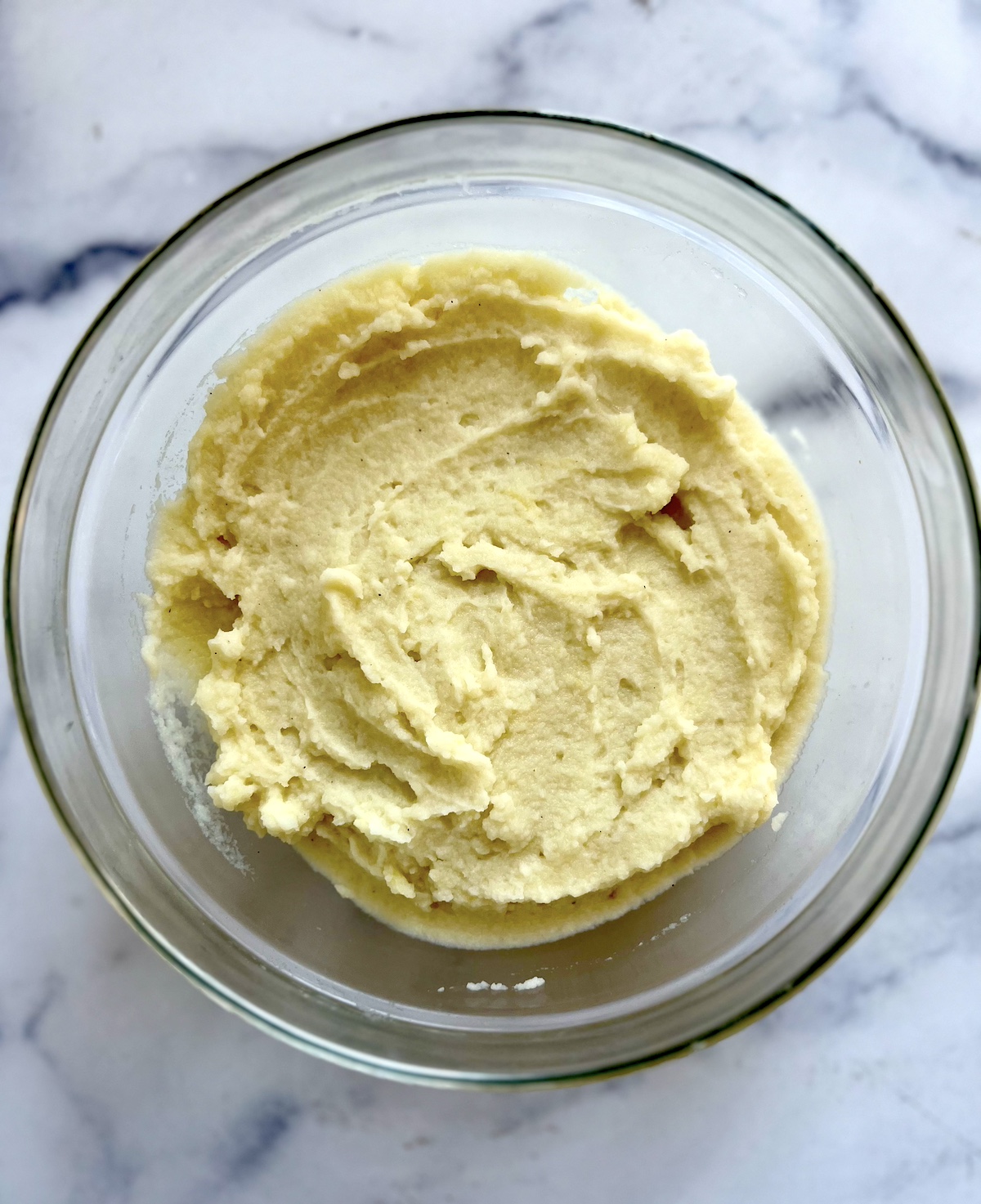 A bowl of leftover mashed potatoes.