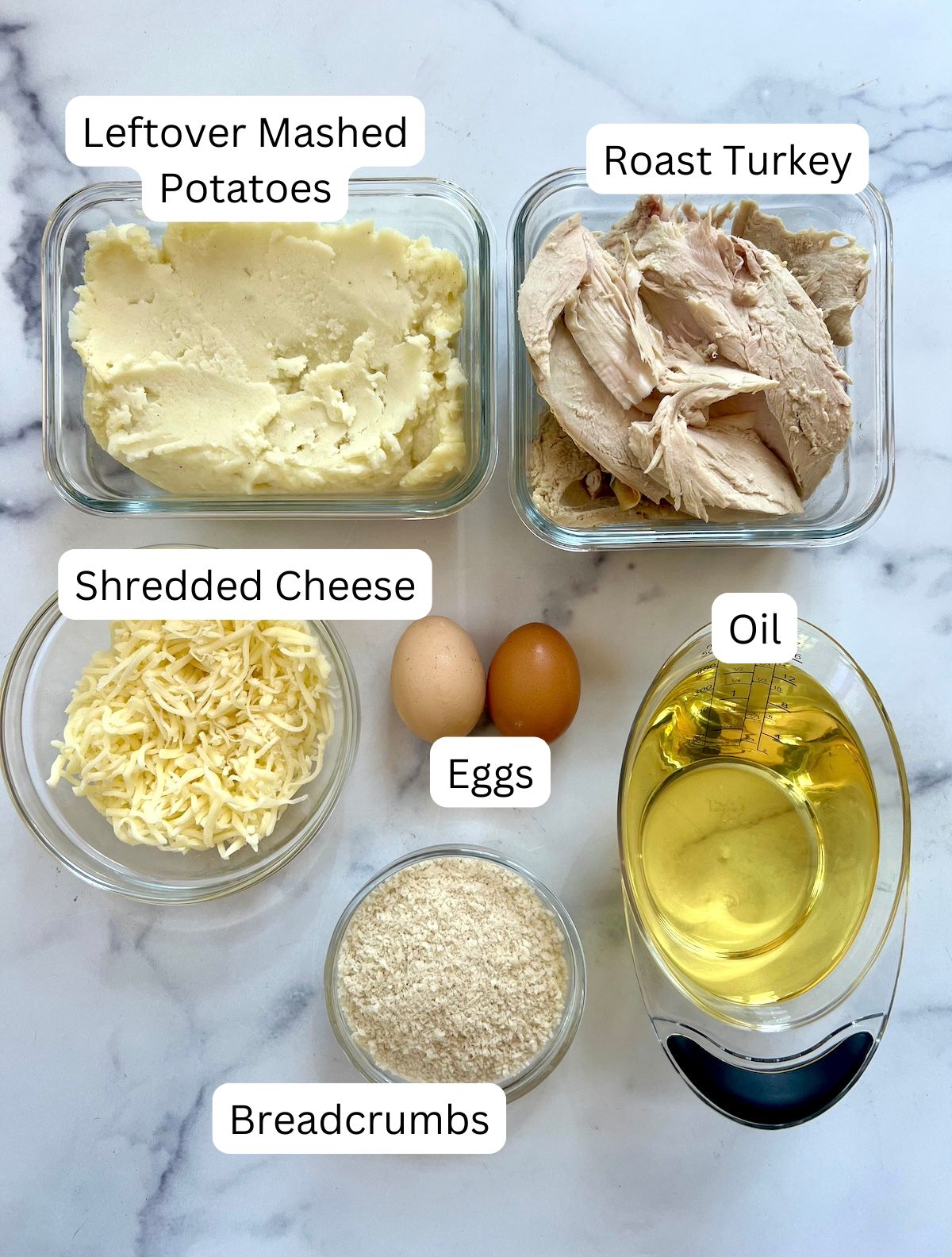Ingredients for turkey potato balls.