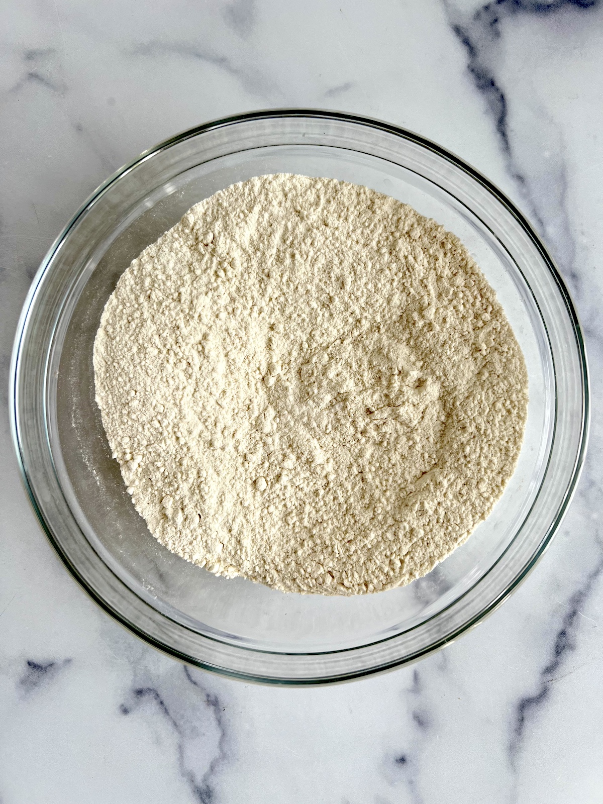Flour in a mixing bowl.