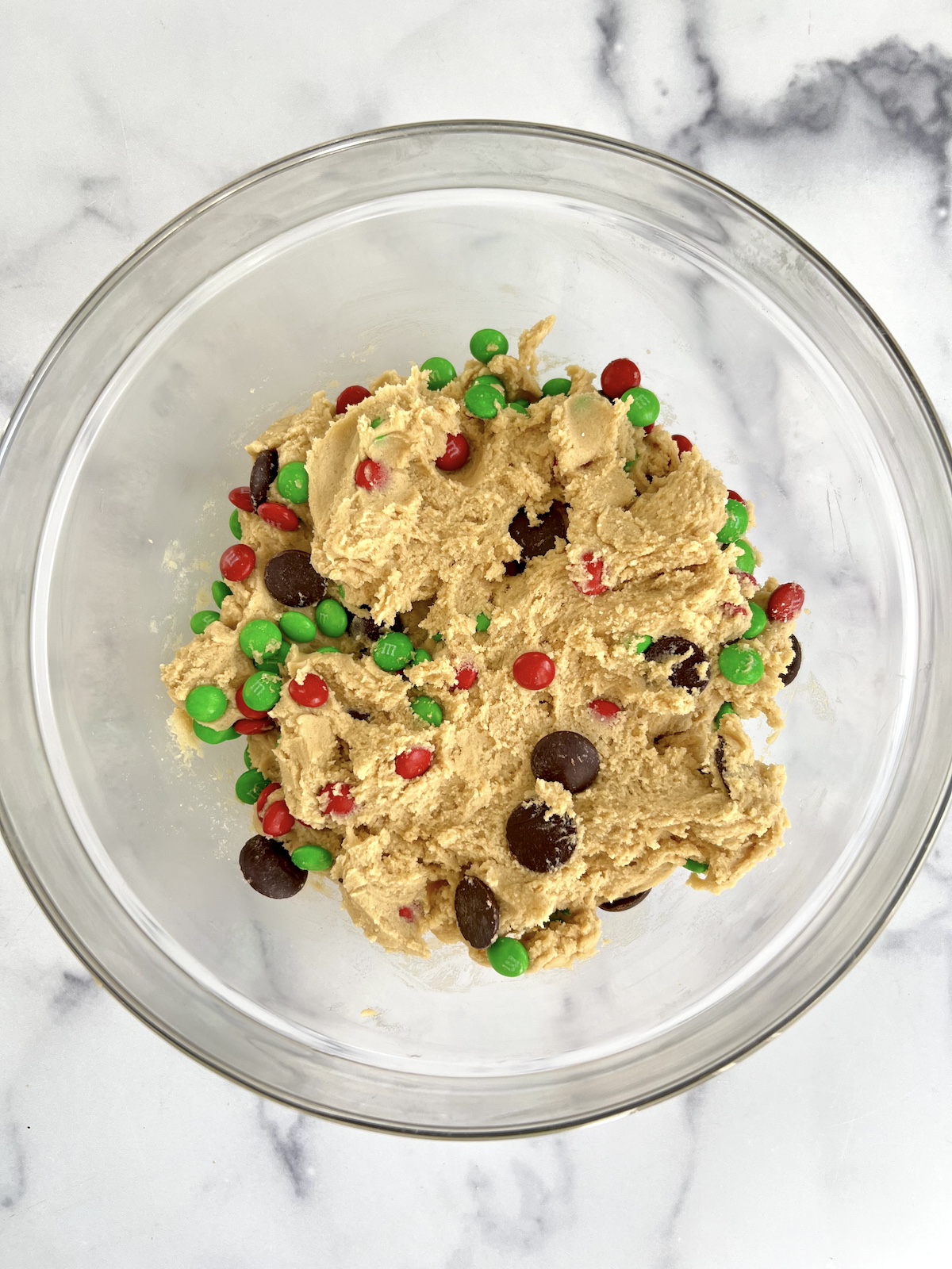Cookie bar dough in a mixing bowl.