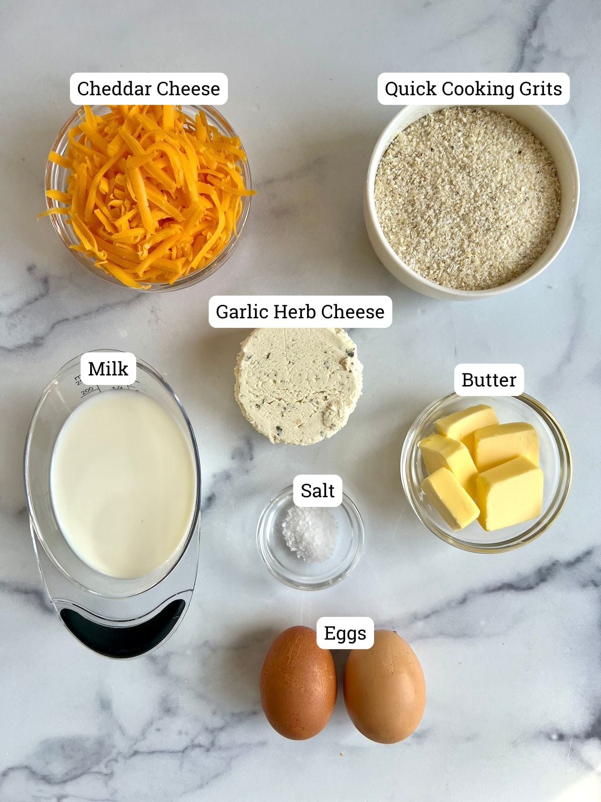 Ingredients needed for cheese grits.