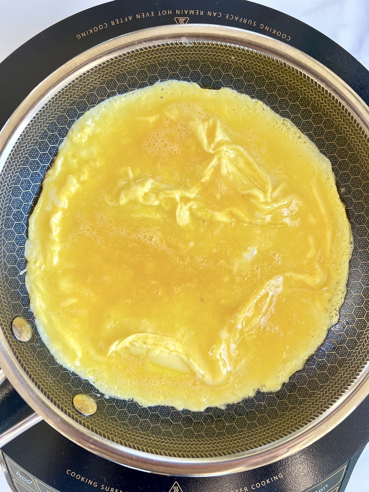 Omelette in a skillet.