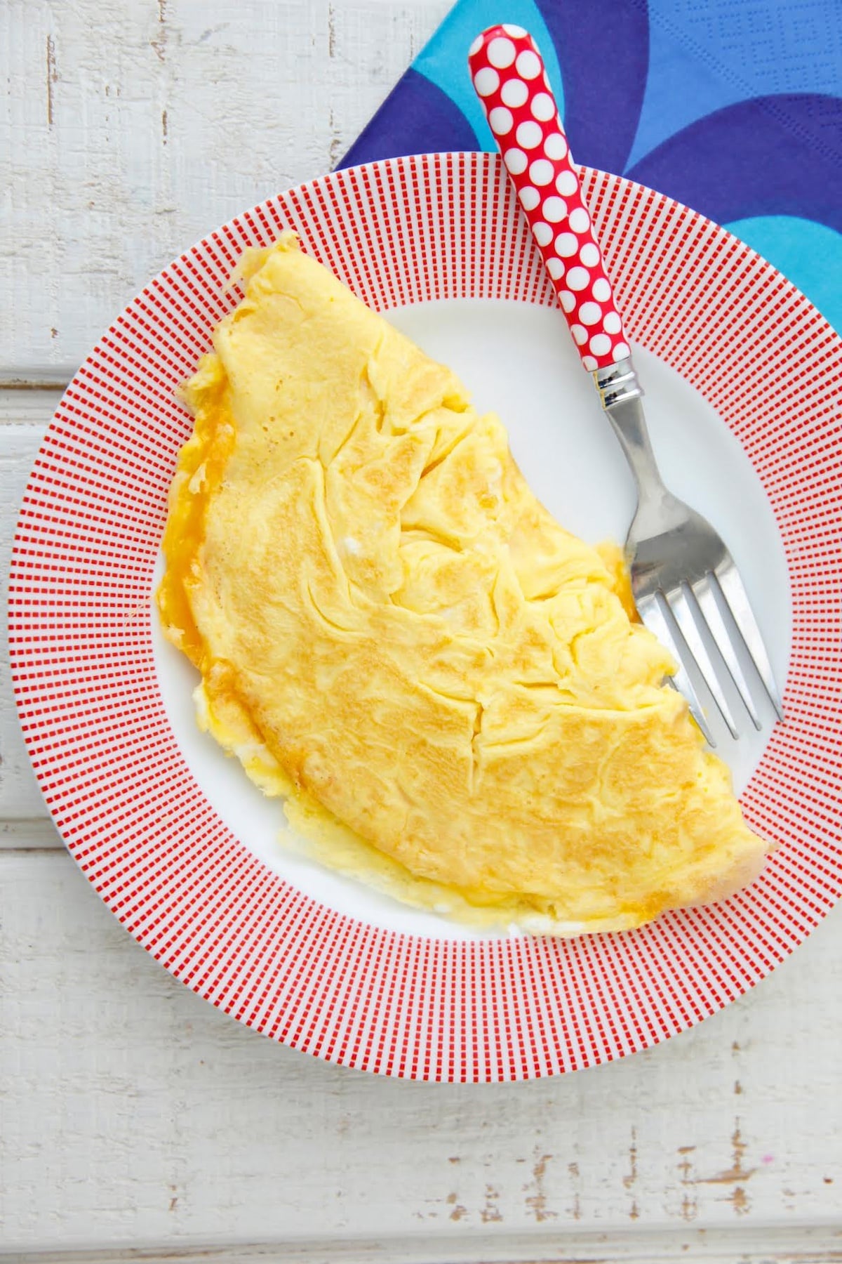 Cheese omelette on a plate.