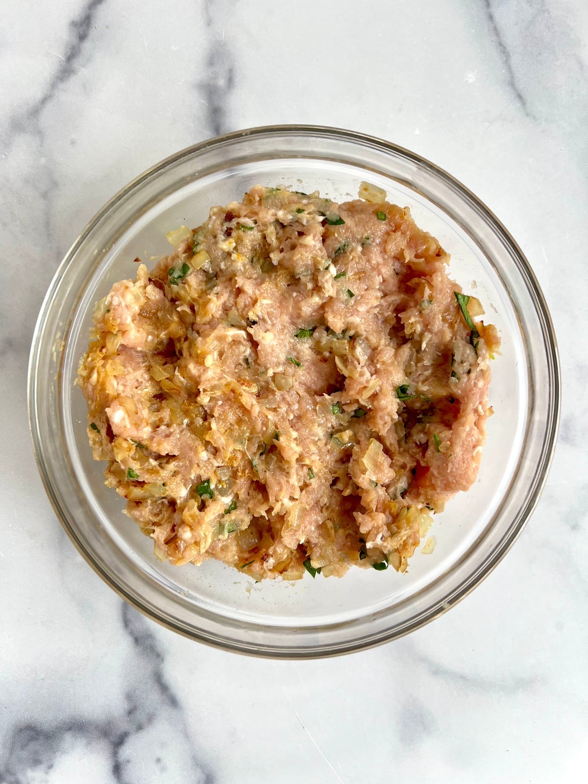 Middle Eastern Chicken Burger mixture in a bowl.
