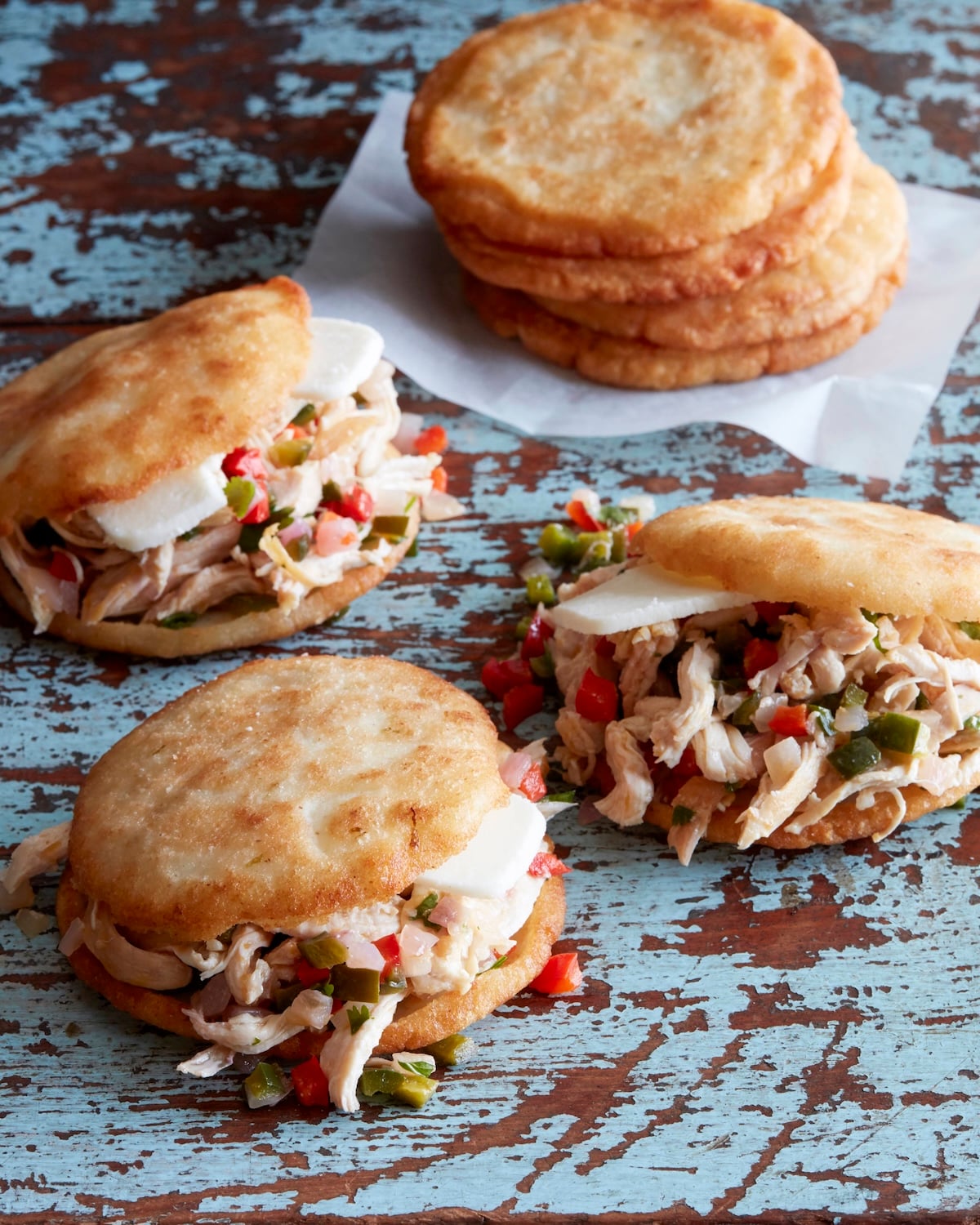 Arepas with chicken.