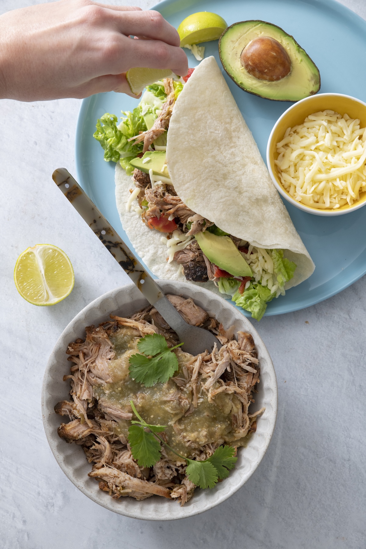 Green chili pork taco.