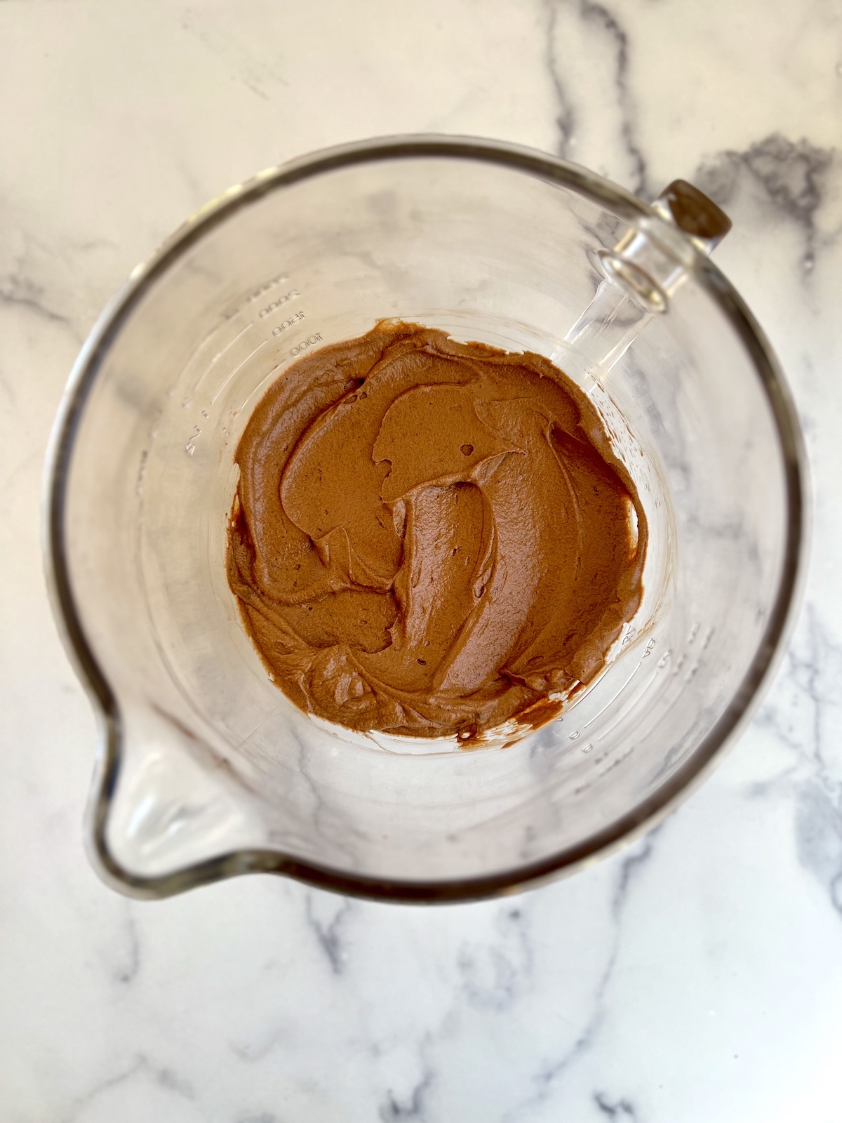 Chocolate mousse in mixing bowl.