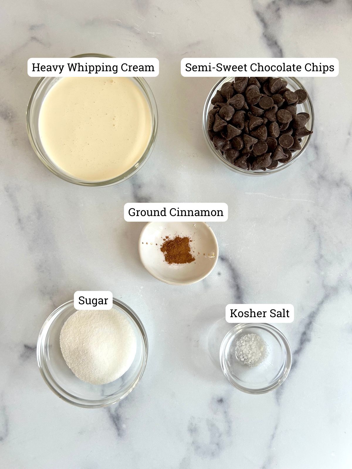 Ingredients to make egg-free chocolate mousse.