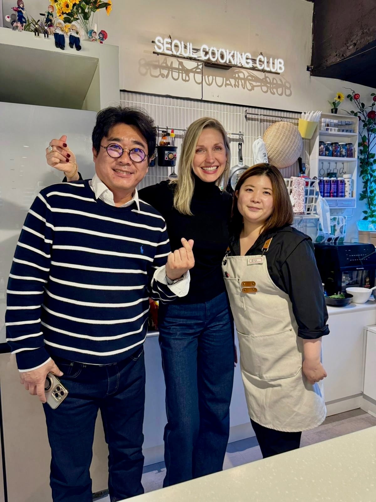 Catherine McCord with local travel guides in South Korea.