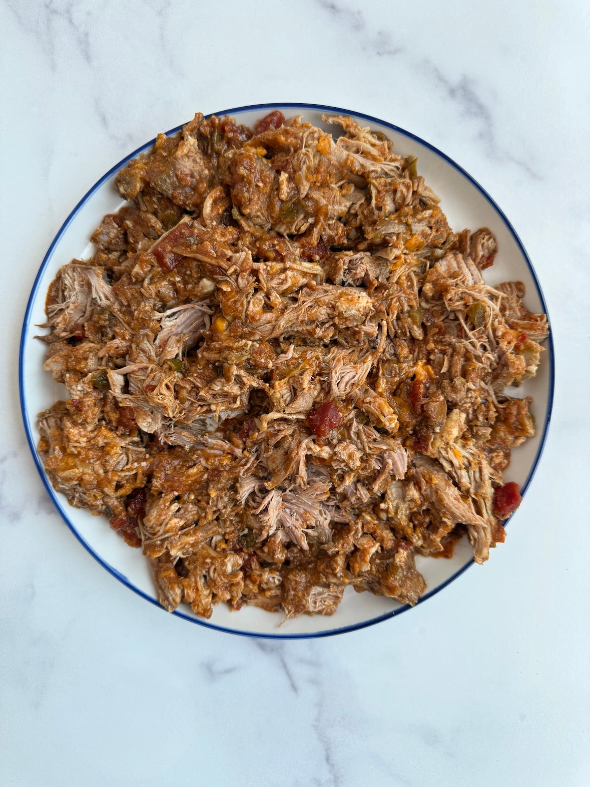 Pulled pork on a plate.