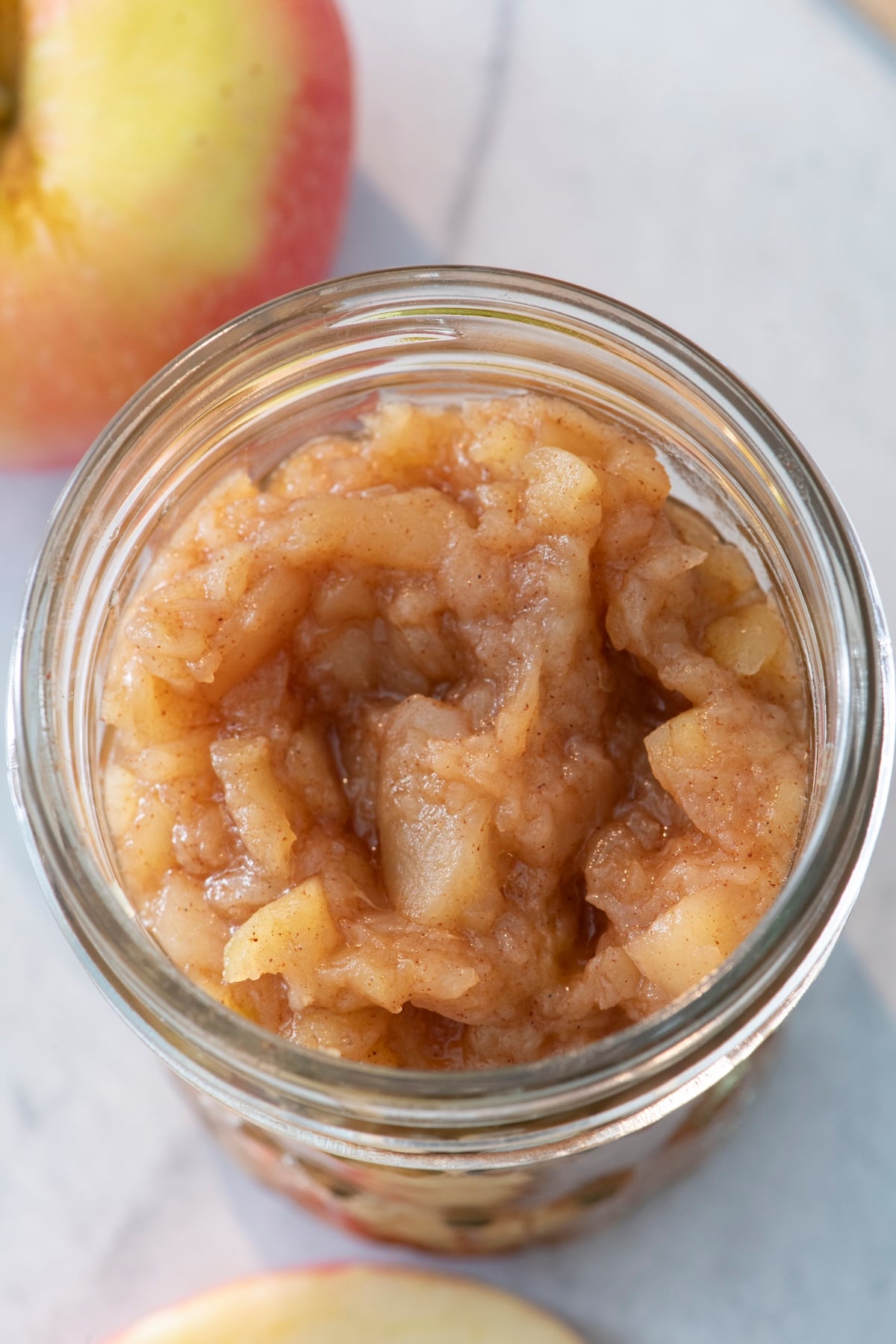 Apple butter in a mason jar.