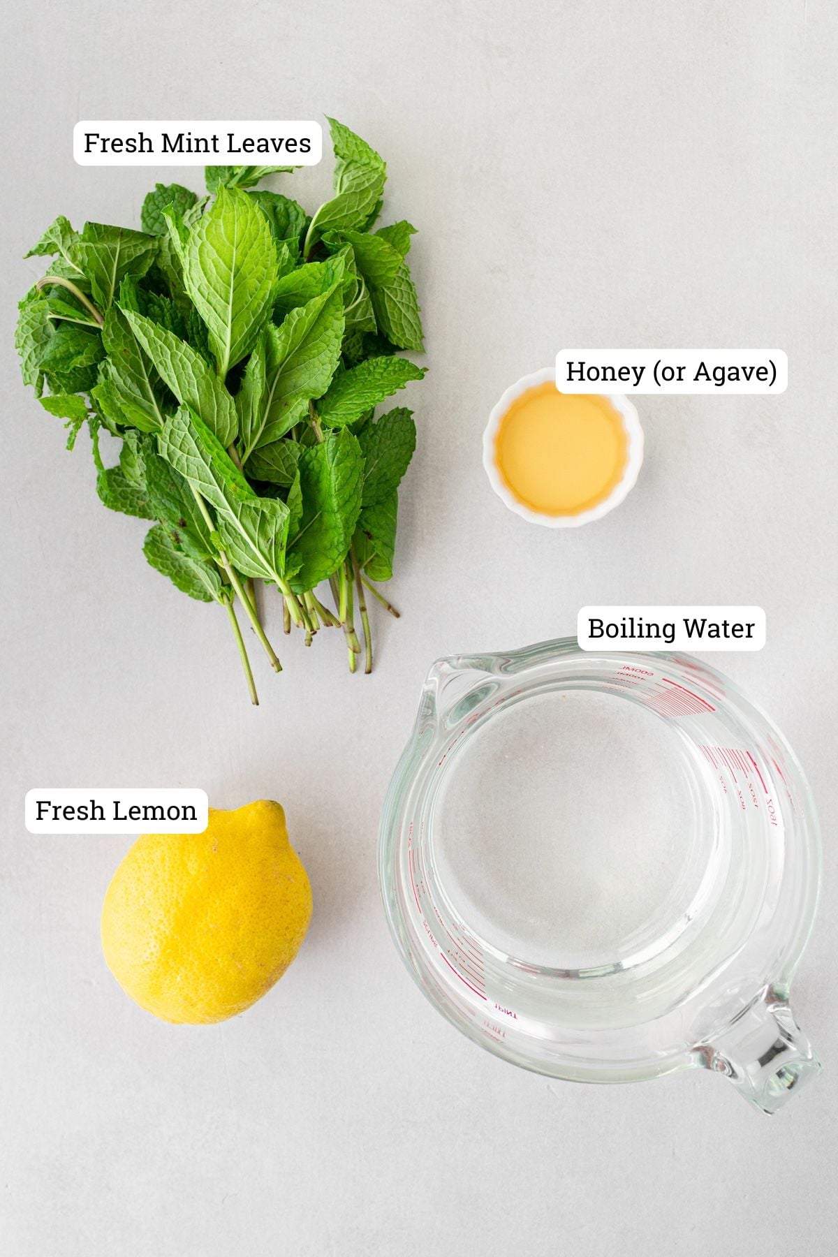 Ingredients for lemon mint tea.