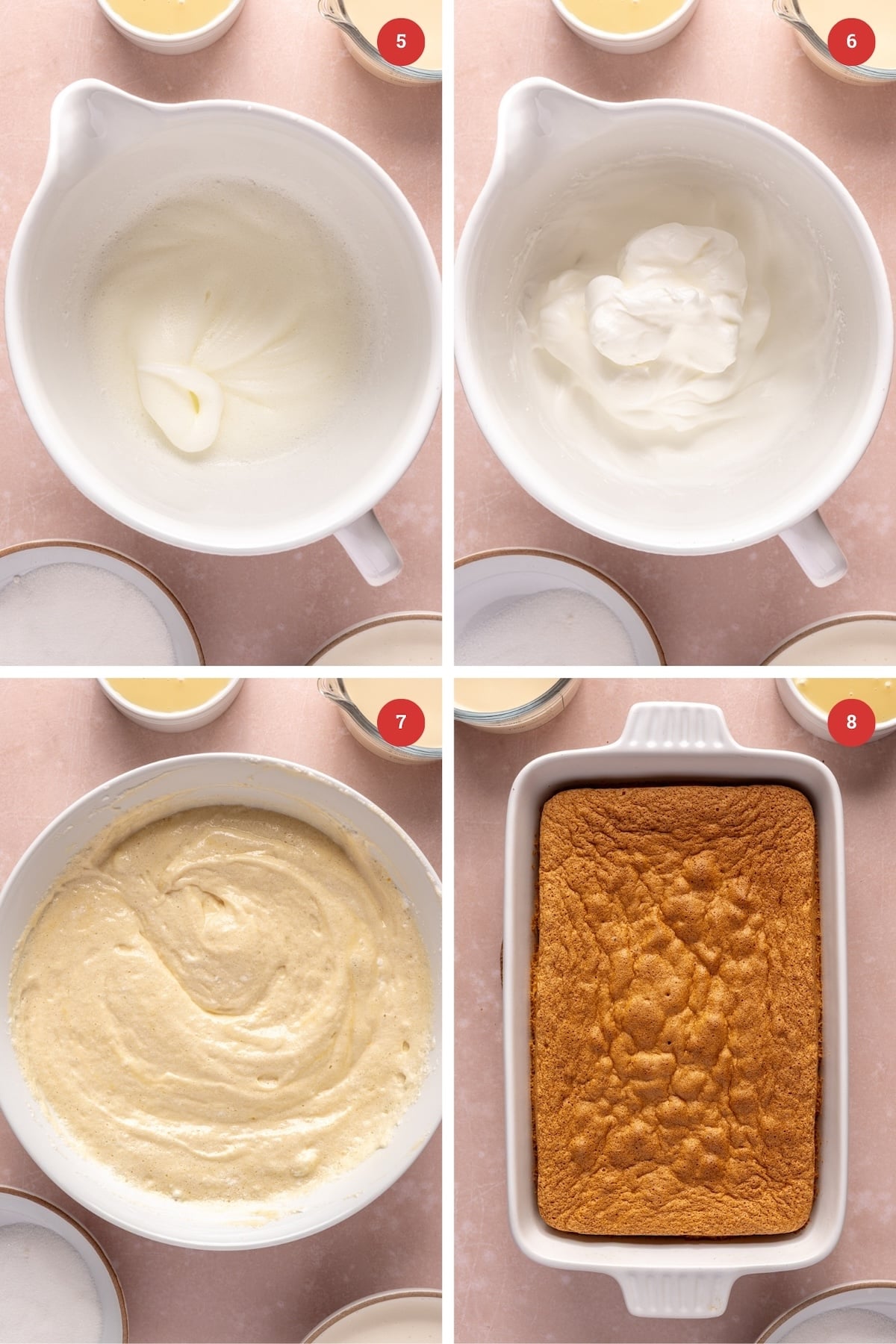 Baking the tres leches cake.
