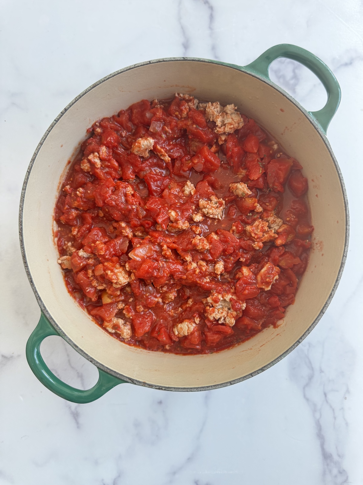 Tomato sauce in a pot.