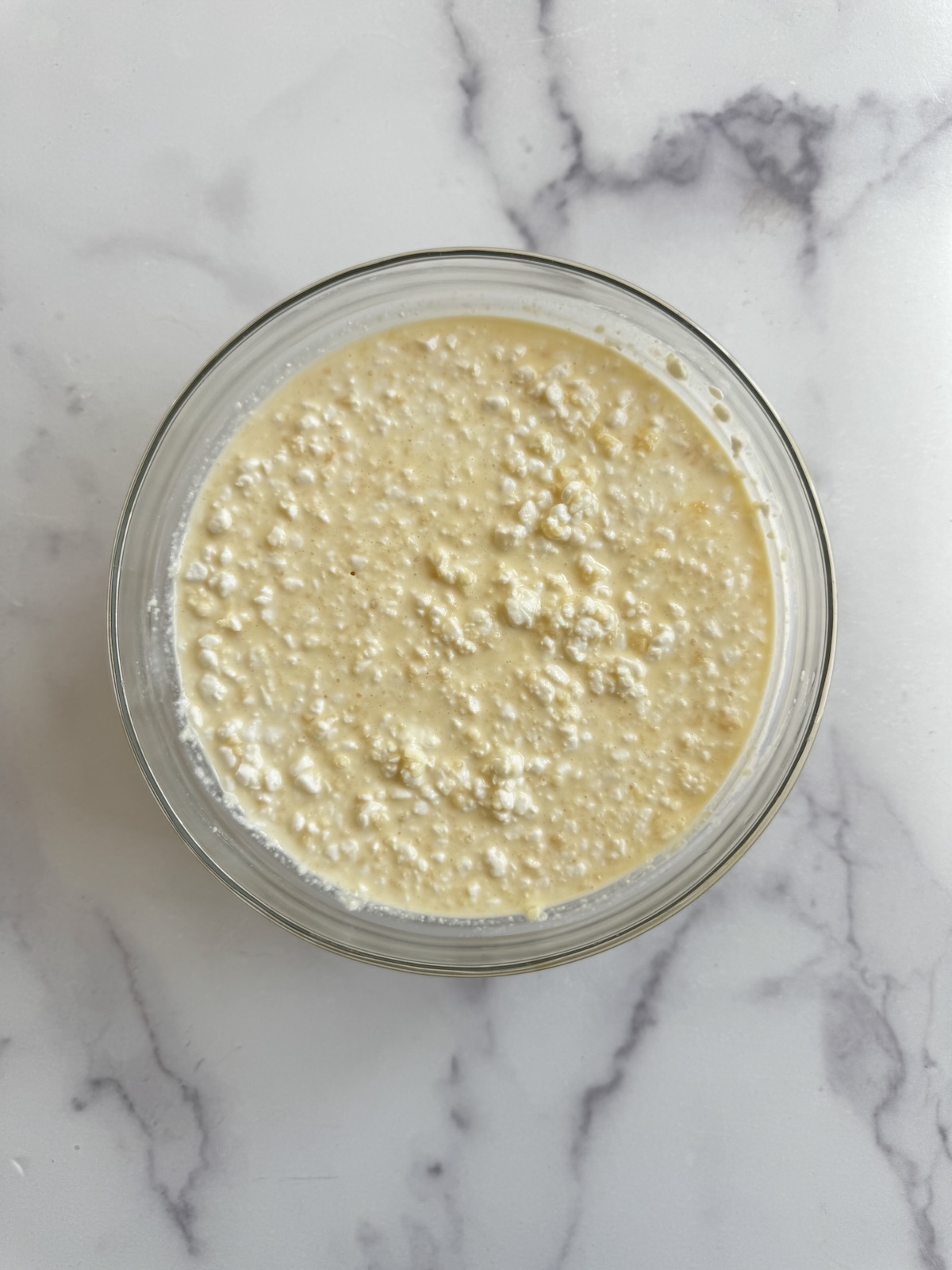 Cottage cheese mixture in a bowl.