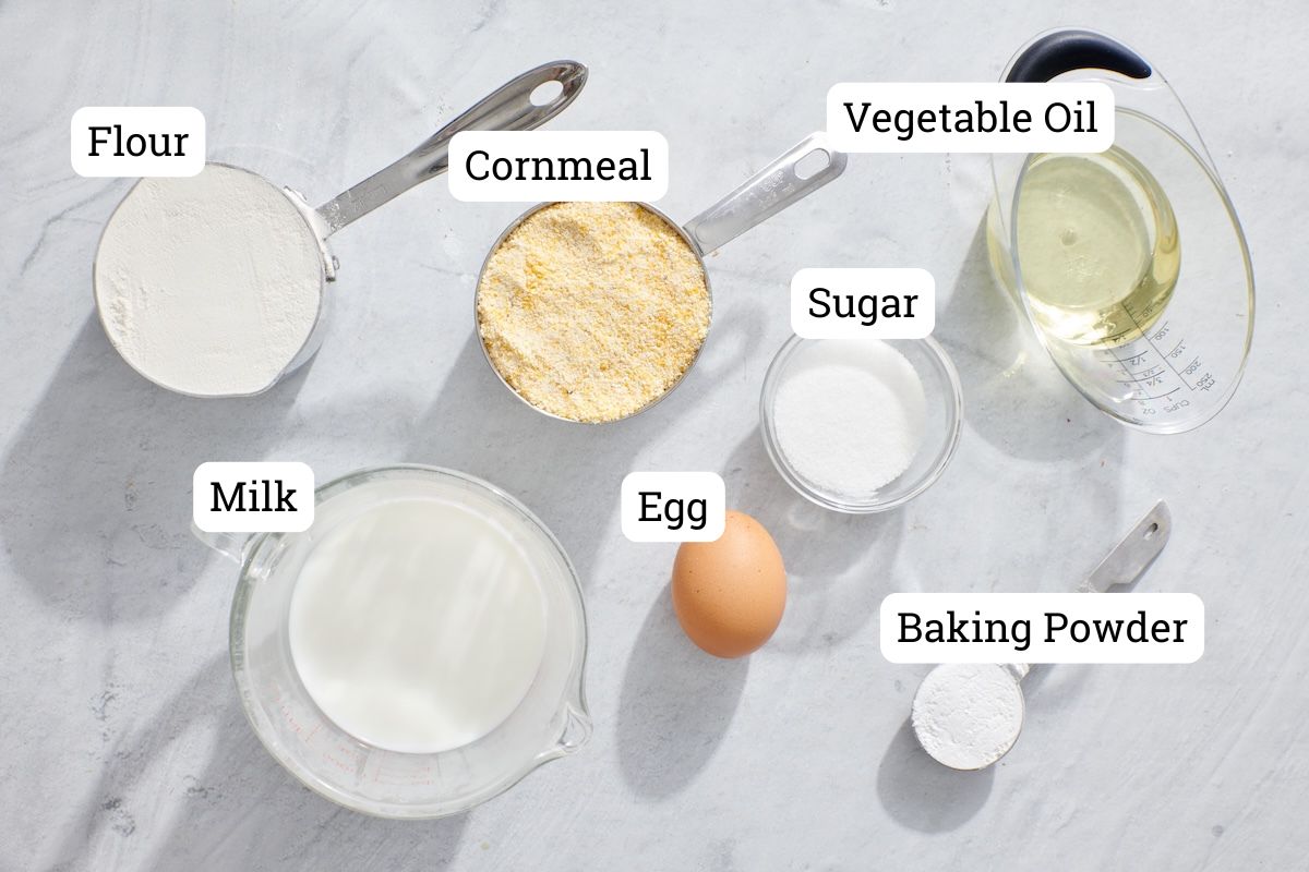 Ingredients for basic cornbread recipe.