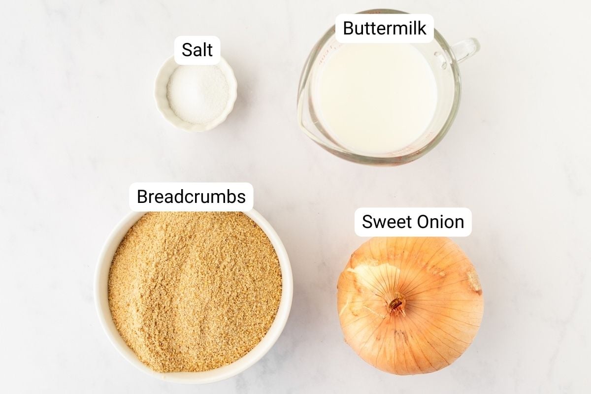 Ingredients for crispy onion rings.