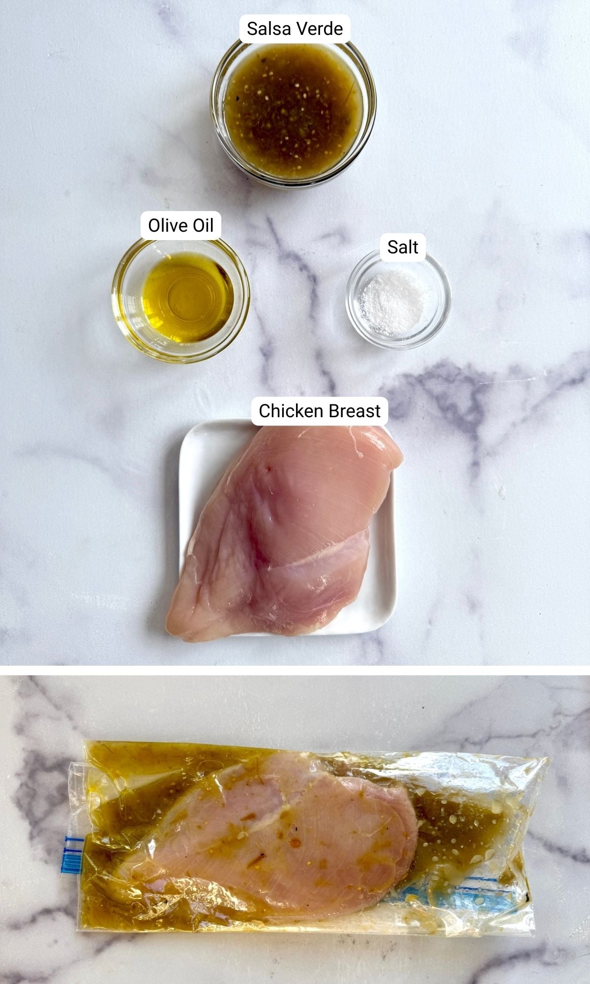 Ingredients for salsa verde chicken marinade.