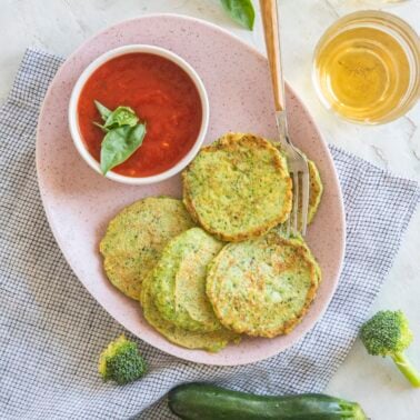 Vegetable pancakes with broccoli and zucchini.