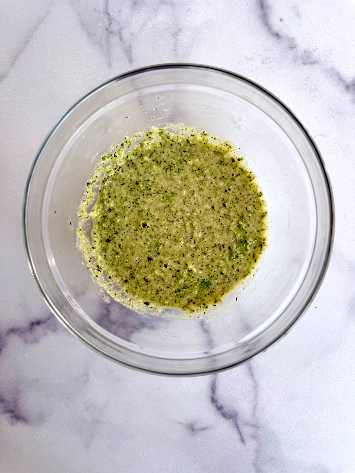 Green veggie pancakes batter.