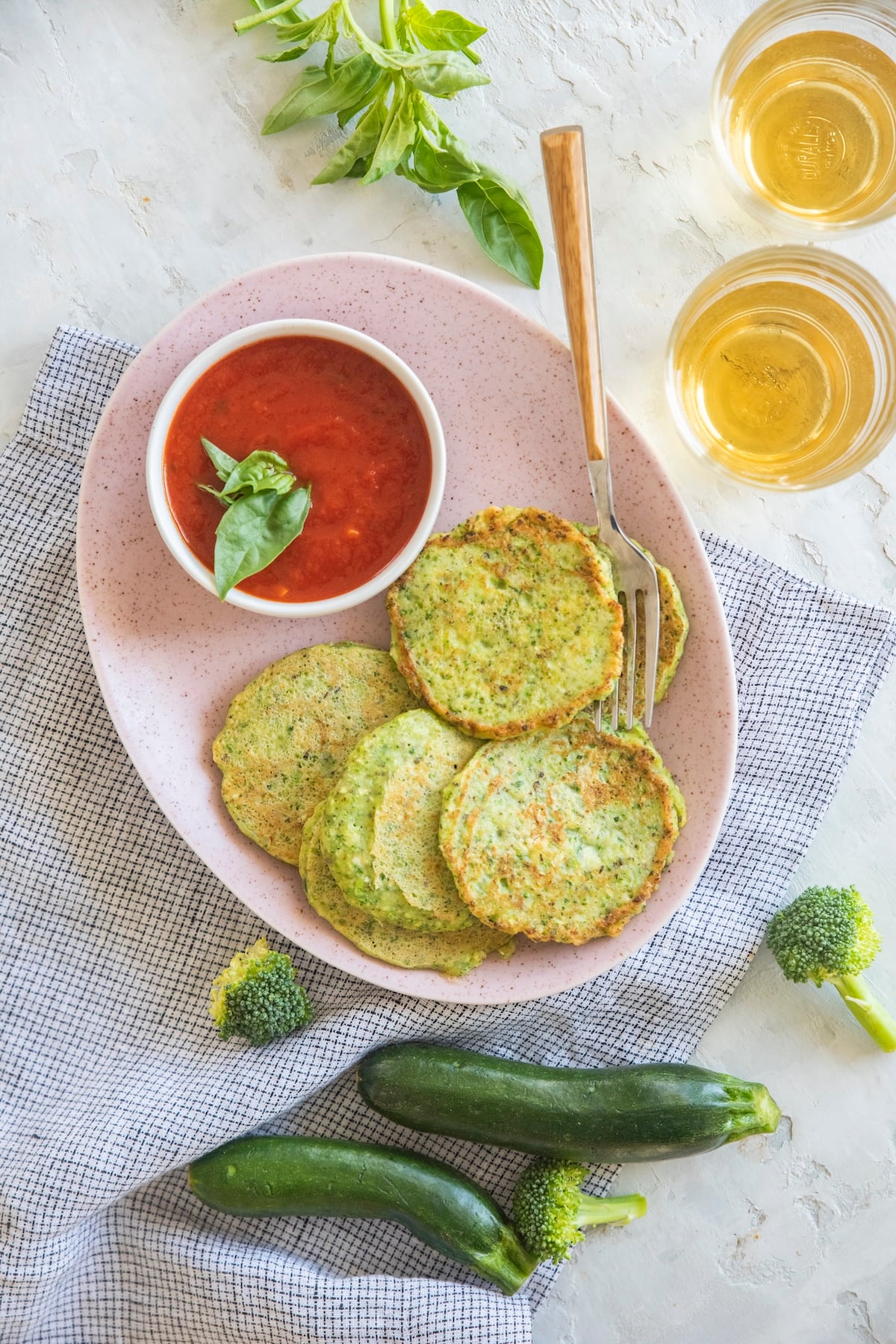 Vegetable pancakes with broccoli and zucchini.