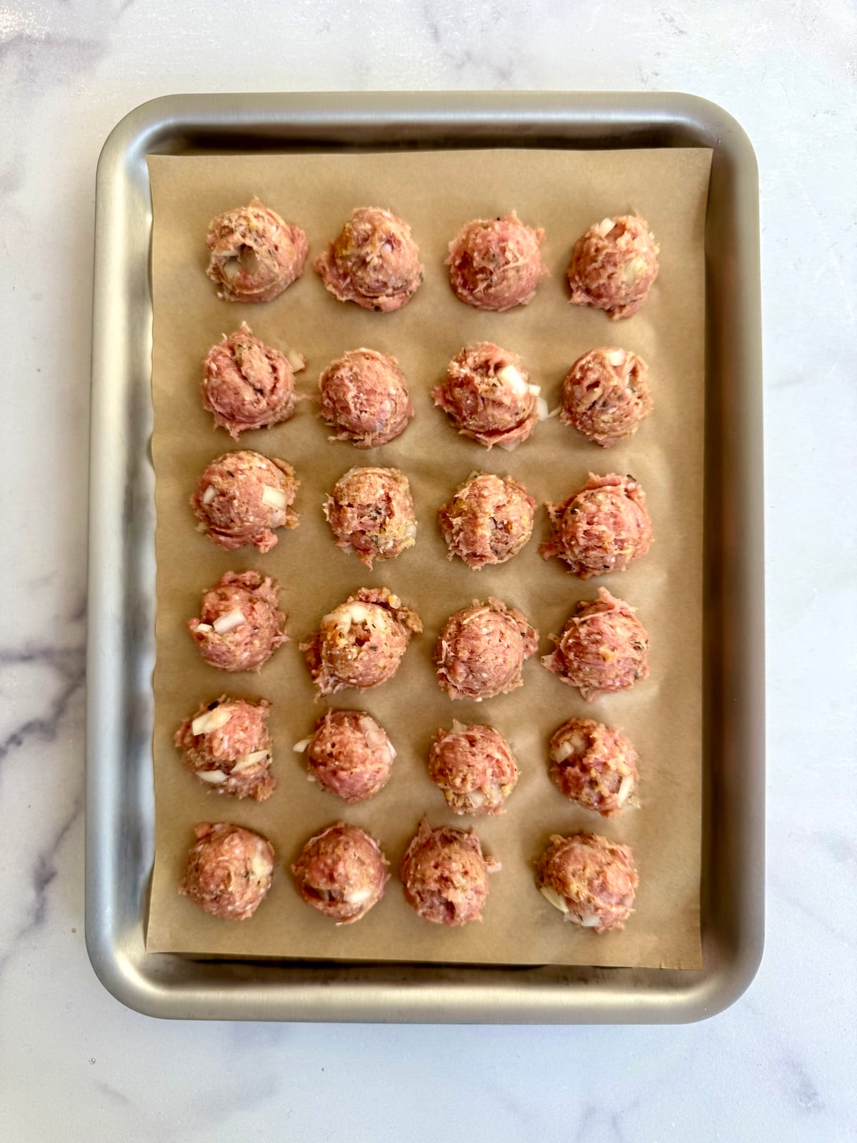 Turkey meatballs ready to cook.